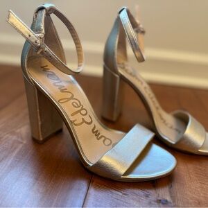 Sam Edelman Women's Silver Yaro Block Heel Sandals - Size 6